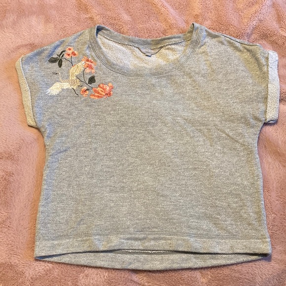 Cropped short sleeve sweatshirt - Picture 1 of 2